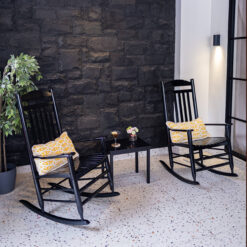 Cambridge Casual Vandal Set of 2 Black Wood Frame Rocking Chair with Slat Seat