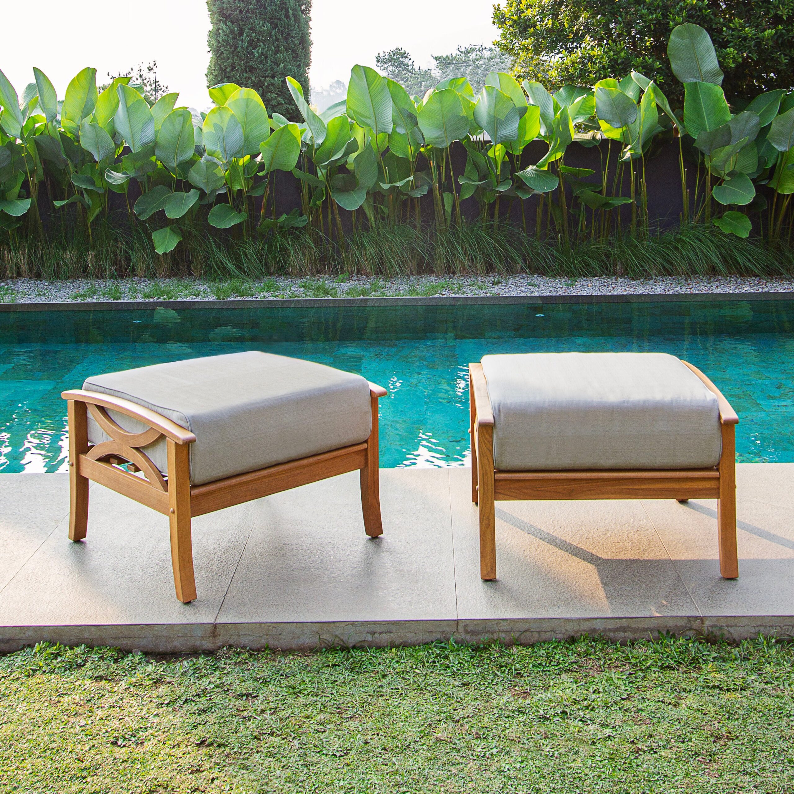 Cambridge Casual Chester Natural Teak Wood Ottoman