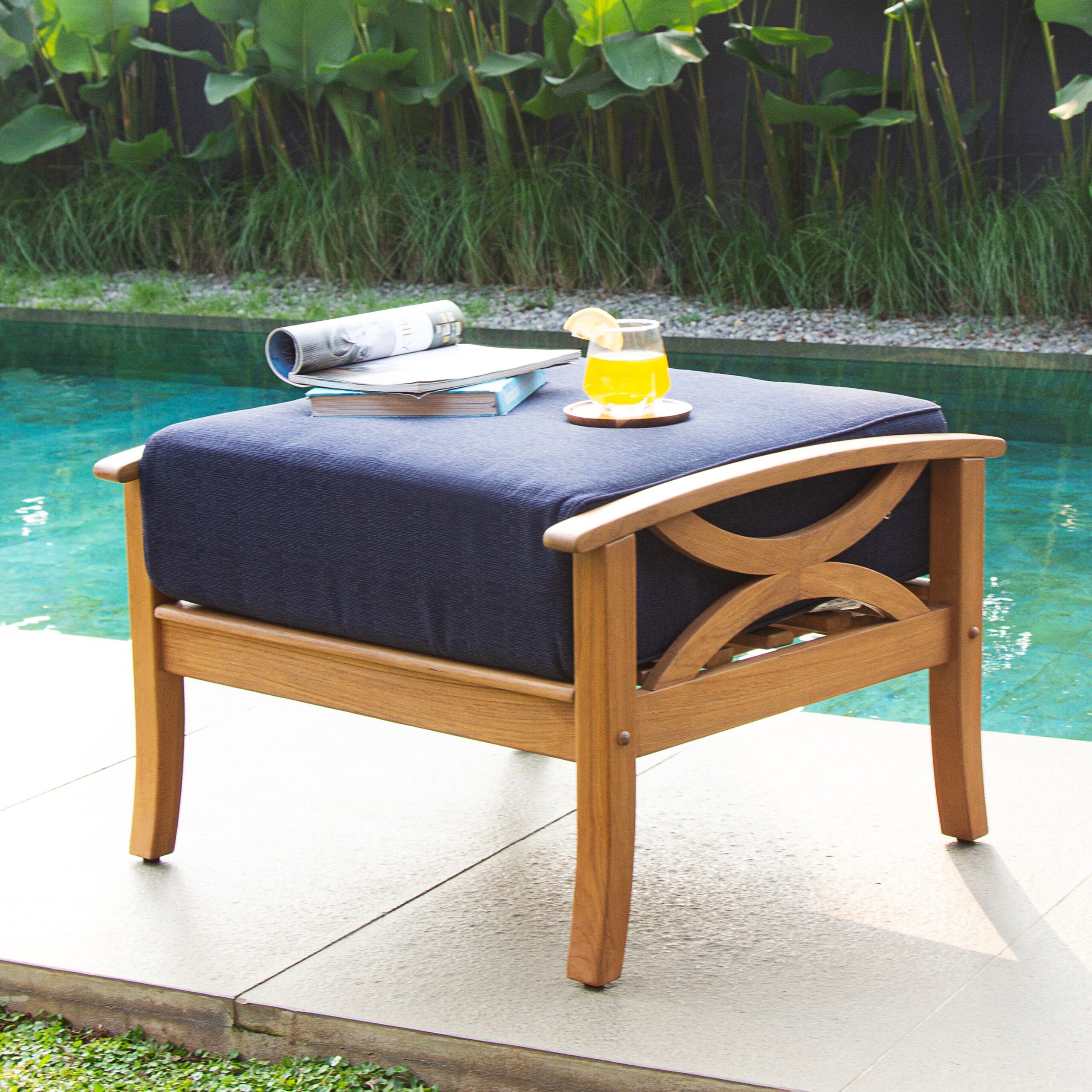 Cambridge Casual Chester Natural Teak Wood Ottoman