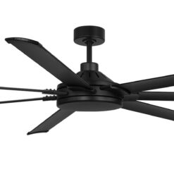 Harbor Breeze Megalodon 100-in Matte Black with Matte Black Blades Covered Outdoor Ceiling Fan Without Light and Wall Switch Included 7 -Blade