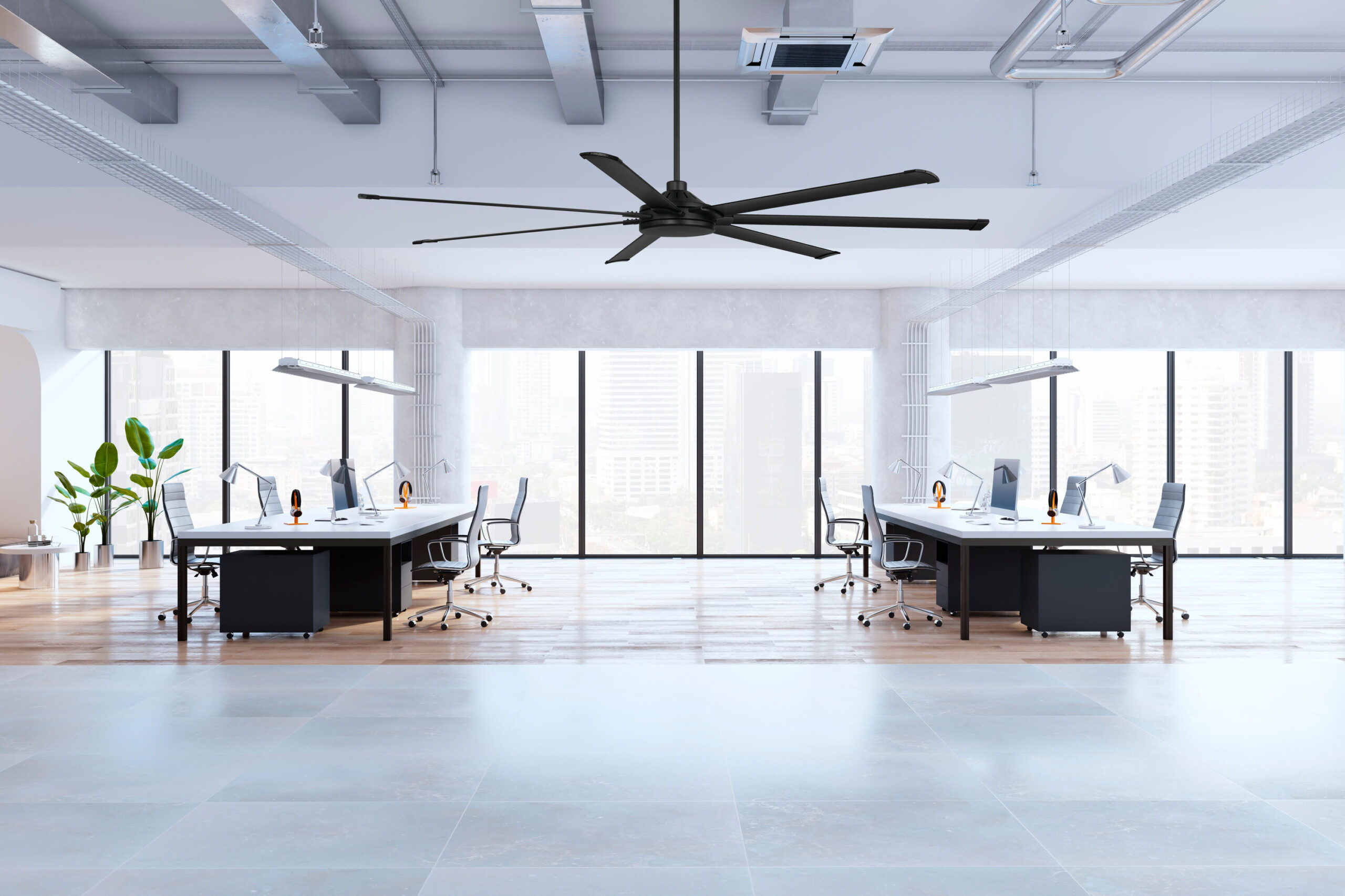 Harbor Breeze Megalodon 100-in Matte Black with Matte Black Blades Covered Outdoor Ceiling Fan Without Light and Wall Switch Included 7 -Blade