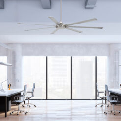 Harbor Breeze Megalodon 100-in Brushed Nickel with Matte Silver Blades Covered Outdoor Ceiling Fan Without Light and Wall Switch Included 7 -Blade