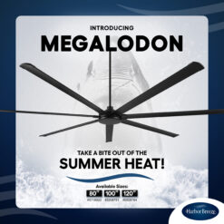 Harbor Breeze Megalodon 100-in Brushed Nickel with Matte Silver Blades Covered Outdoor Ceiling Fan Without Light and Wall Switch Included 7 -Blade
