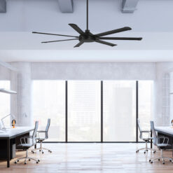 Harbor Breeze Megalodon 80-in Matte Black with Matte Black Blades Covered Outdoor Ceiling Fan Without Light and Wall Switch Included 7 -Blade
