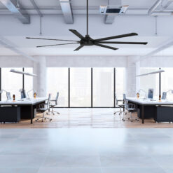 Harbor Breeze Megalodon 80-in Matte Black with Matte Black Blades Covered Outdoor Ceiling Fan Without Light and Wall Switch Included 7 -Blade