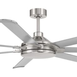 Harbor Breeze Megalodon 80-in Brushed Nickel with Matte Silver Blades Covered Outdoor Ceiling Fan Without Light and Wall Switch Included 7 -Blade