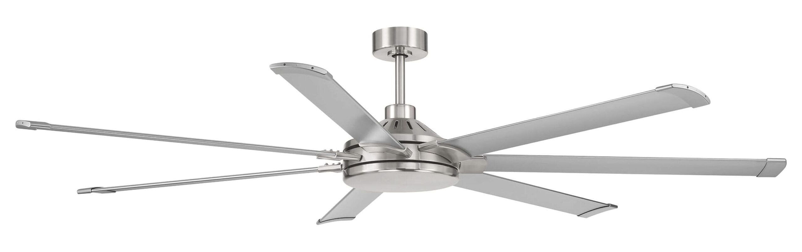 Harbor Breeze Megalodon 80-in Brushed Nickel with Matte Silver Blades Covered Outdoor Ceiling Fan Without Light and Wall Switch Included 7 -Blade