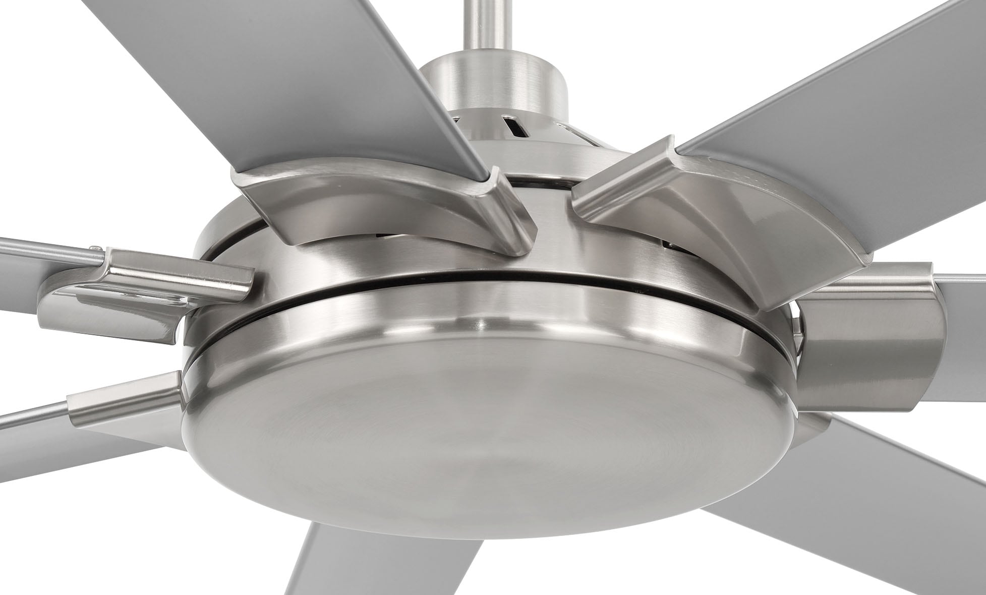 Harbor Breeze Megalodon 80-in Brushed Nickel with Matte Silver Blades Covered Outdoor Ceiling Fan Without Light and Wall Switch Included 7 -Blade