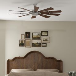 Harbor Breeze Henderson 72-in Galvanized with Rustic Weathered Oak Blades LED Covered Outdoor Ceiling Fan With Light and Remote Control Included 10 -Blade