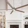 Harbor Breeze Cando 96-in Brushed Nickel with Matte Silver Blades Adjustable White LED Uncovered Outdoor Ceiling Fan With Light and Wall Control Included 5 -Blade