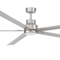 Harbor Breeze Cando 96-in Brushed Nickel with Matte Silver Blades Adjustable White LED Uncovered Outdoor Ceiling Fan With Light and Wall Control Included 5 -Blade