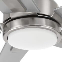 Harbor Breeze Cando 96-in Brushed Nickel with Matte Silver Blades Adjustable White LED Uncovered Outdoor Ceiling Fan With Light and Wall Control Included 5 -Blade
