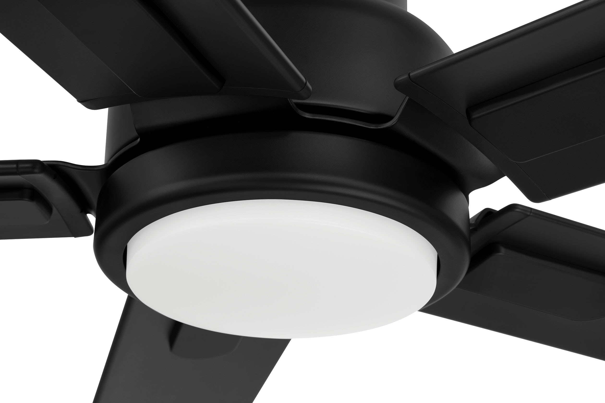 Harbor Breeze Cando 96-in Matte Black with Matte Black Blades Adjustable White LED Uncovered Outdoor Ceiling Fan With Light and Wall Control Included 5 -Blade