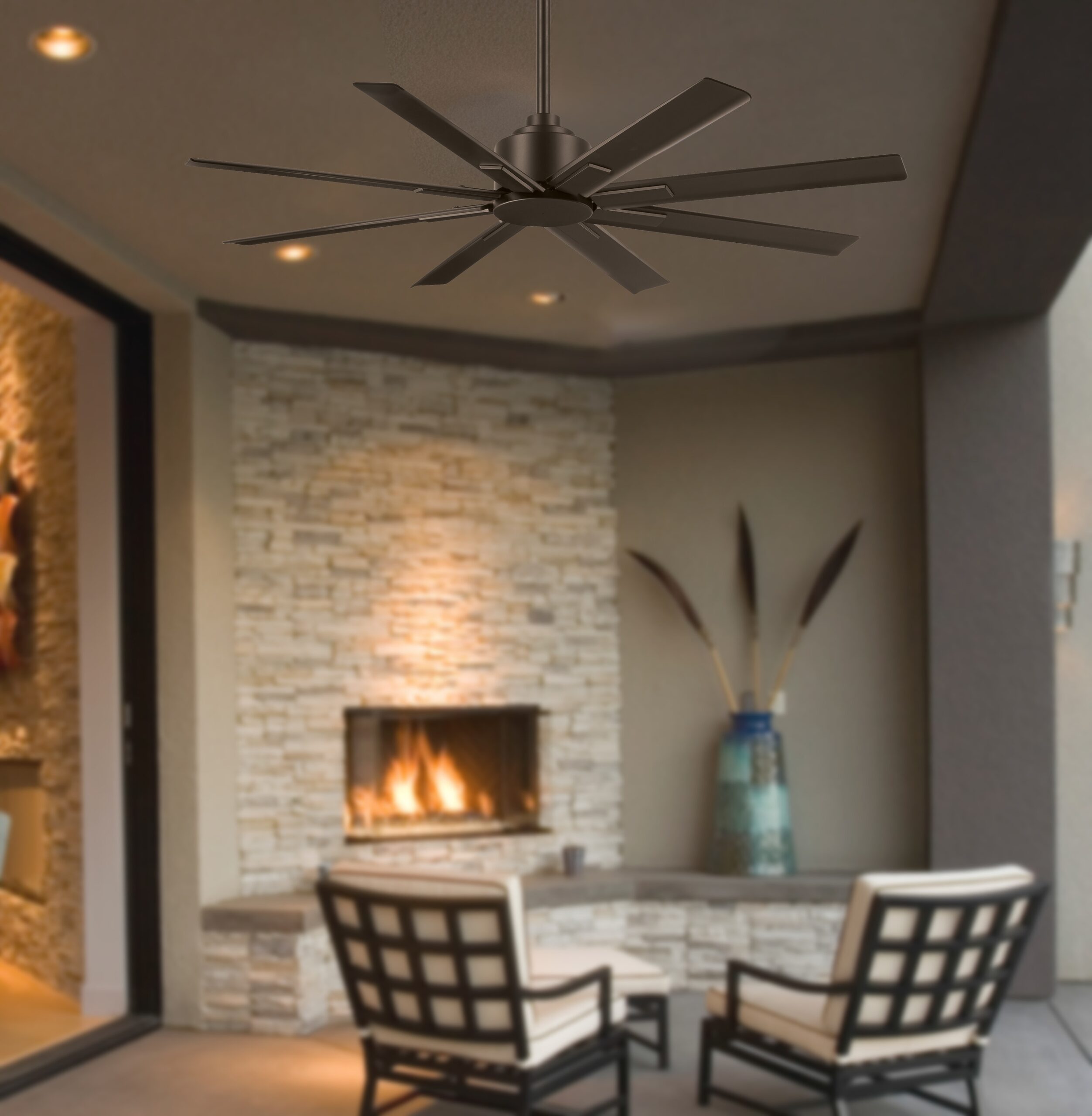 Minka Aire Xtreme H2O 52-in Oil Rubbed Bronze with Oil Rubbed Bronze Blades Uncovered Outdoor Ceiling Fan Without Light and Remote Control Included 8 -Blade