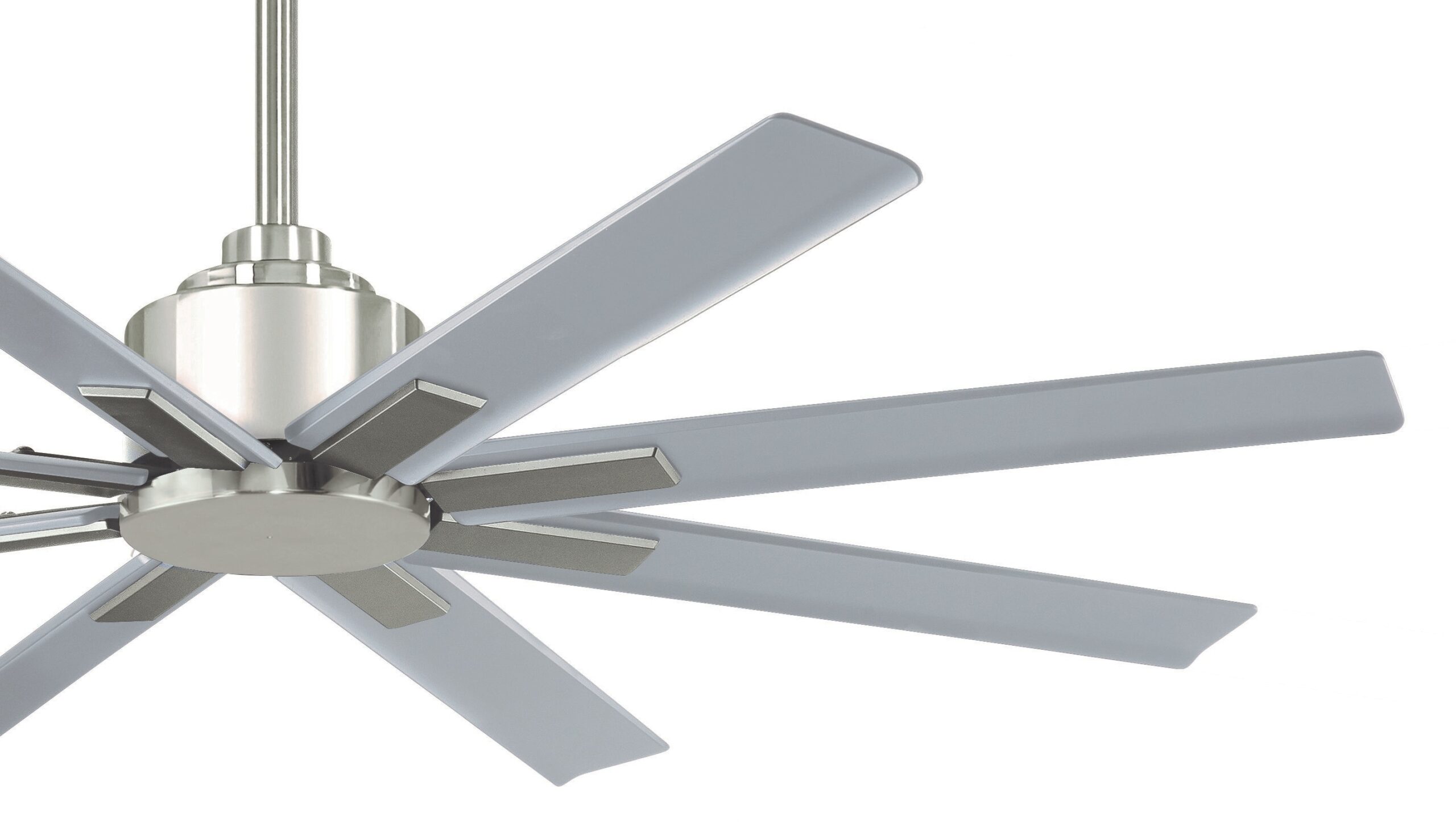 Minka Aire Xtreme H2O 52-in Brushed Nickel Wet with Silver Blades Uncovered Outdoor Ceiling Fan Without Light and Remote Control Included 8 -Blade