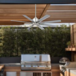 Minka Aire Xtreme H2O 52-in Brushed Nickel Wet with Silver Blades Uncovered Outdoor Ceiling Fan Without Light and Remote Control Included 8 -Blade