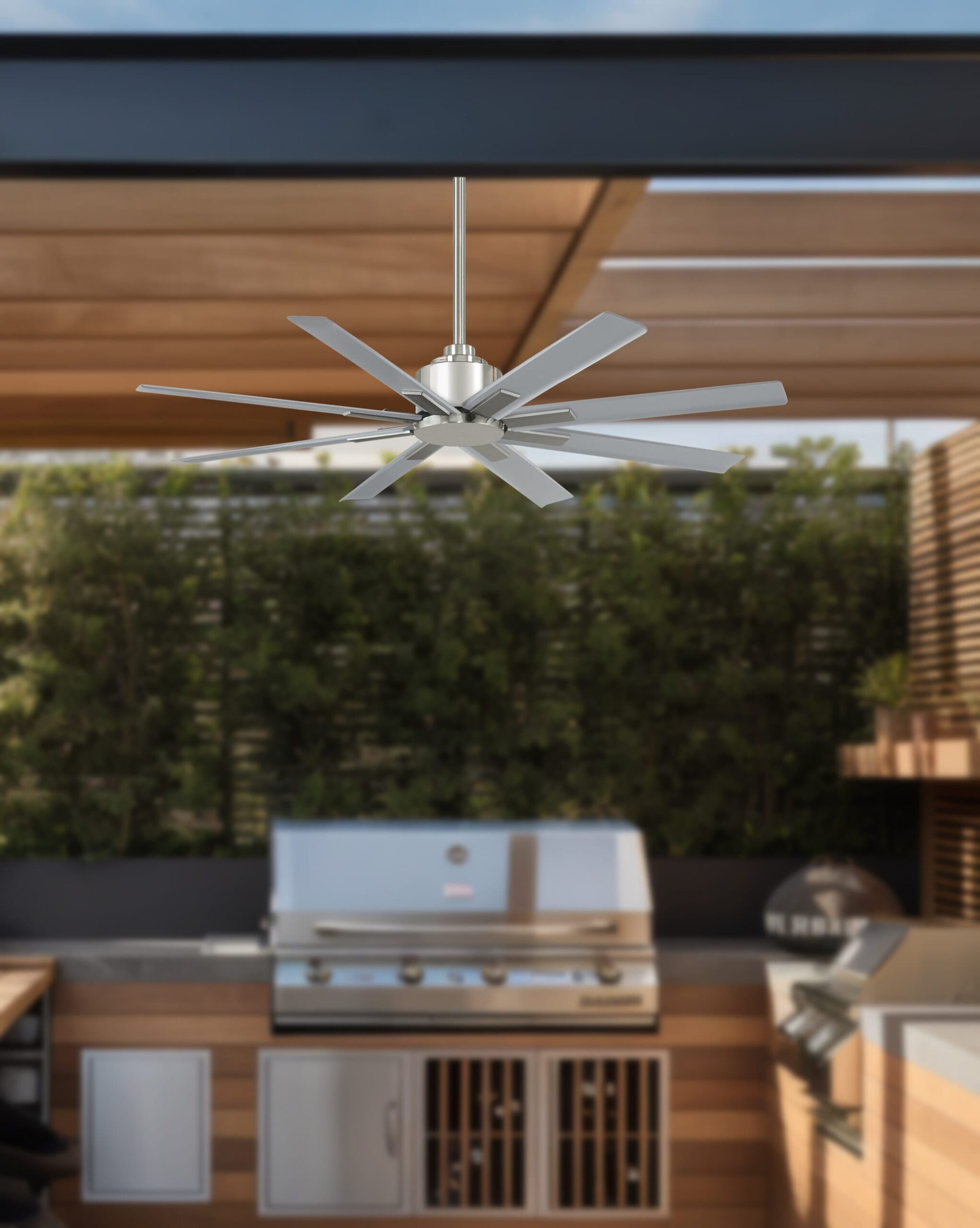 Minka Aire Xtreme H2O 52-in Brushed Nickel Wet with Silver Blades Uncovered Outdoor Ceiling Fan Without Light and Remote Control Included 8 -Blade