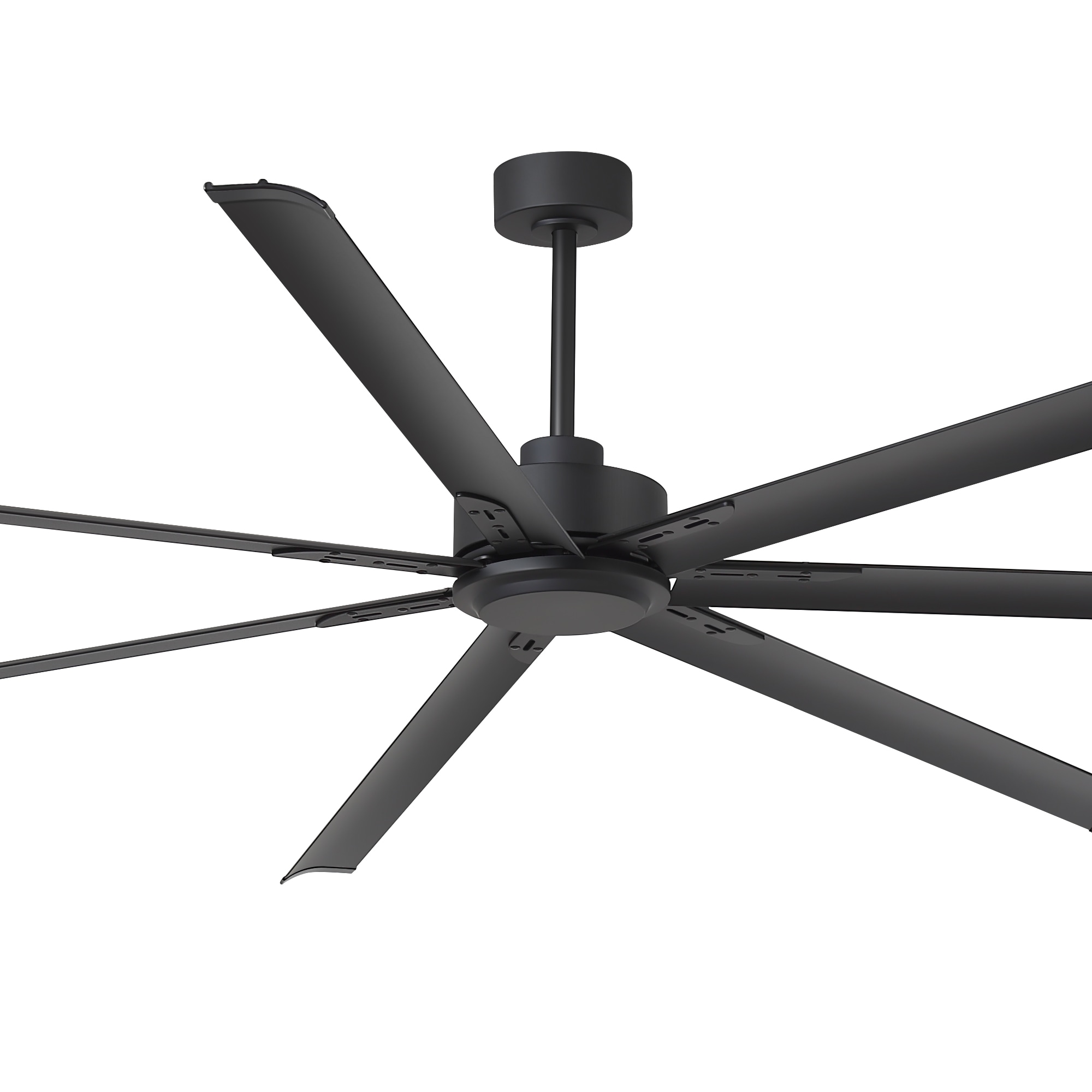 Breezary 8 ft HVLS Oversized Industrial 96-in Matte Black with Matte Black Aluminum Blades Ceiling Fan Without Light and Remote Control Included 7 -Blade