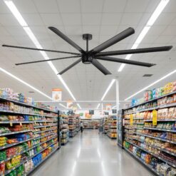 Breezary Industrial HVLS Commercial 100-in Matte Black with Black Aluminum Blades Ceiling Fan Without Light and Remote Control Included 8 -Blade