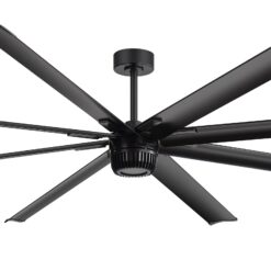 Breezary Industrial HVLS Commercial 100-in Matte Black with Black Aluminum Blades Ceiling Fan Without Light and Remote Control Included 8 -Blade