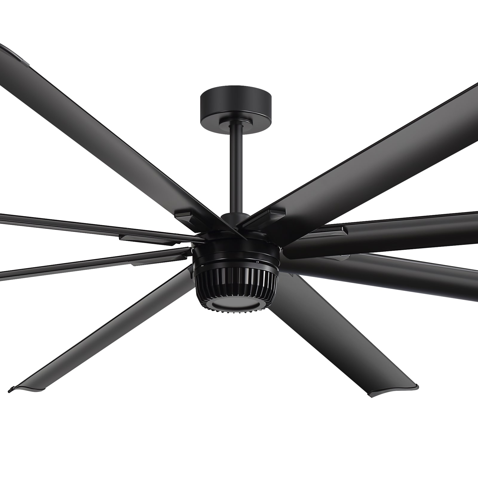 Breezary Industrial HVLS Commercial 100-in Matte Black with Black Aluminum Blades Ceiling Fan Without Light and Remote Control Included 8 -Blade