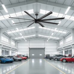 Breezary Industrial HVLS Commercial 100-in Matte Black with Black Aluminum Blades Ceiling Fan Without Light and Remote Control Included 8 -Blade