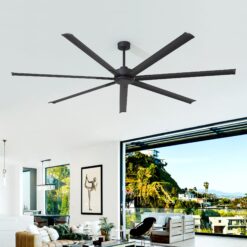 Breezary 8 ft HVLS Oversized Industrial 96-in Matte Black with Black Aluminum Blades Ceiling Fan Without Light and Remote Control Included 7 -Blade