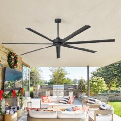 Breezary 8 ft HVLS Oversized Industrial 96-in Matte Black with Black Aluminum Blades Ceiling Fan Without Light and Remote Control Included 7 -Blade