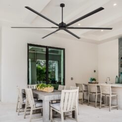 Breezary HVLS Oversized Industrial 120-in Matte Black with Black Aluminum Blades Ceiling Fan Without Light and Remote Control Included 6 -Blade