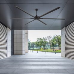 Breezary HVLS Oversized Industrial 120-in Matte Black with Black Aluminum Blades Ceiling Fan Without Light and Remote Control Included 6 -Blade