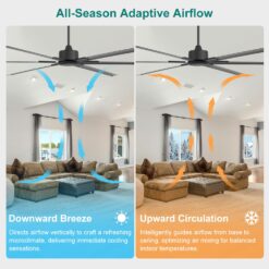 Breezary HVLS Oversized Industrial 120-in Black with Black Aluminum Blades Ceiling Fan Without Light and Remote Control Included 6 -Blade
