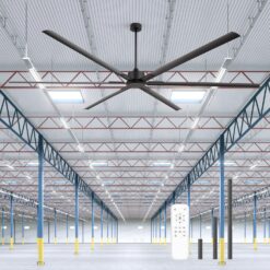 Breezary HVLS Oversized Industrial 120-in Black with Black Aluminum Blades Ceiling Fan Without Light and Remote Control Included 6 -Blade