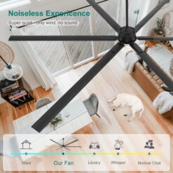 Breezary HVLS Oversized Industrial 120-in Black with Black Aluminum Blades Ceiling Fan Without Light and Remote Control Included 6 -Blade