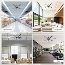 Breezary 9 ft HVLS Oversized Industrial 108-in Matte Black with Black Aluminum Blades Ceiling Fan Without Light and Remote Control Included 7 -Blade
