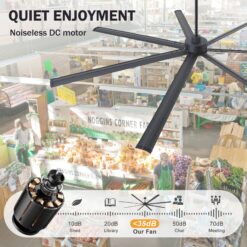 Breezary 9 ft HVLS Oversized Industrial 108-in Matte Black with Black Aluminum Blades Ceiling Fan Without Light and Remote Control Included 7 -Blade