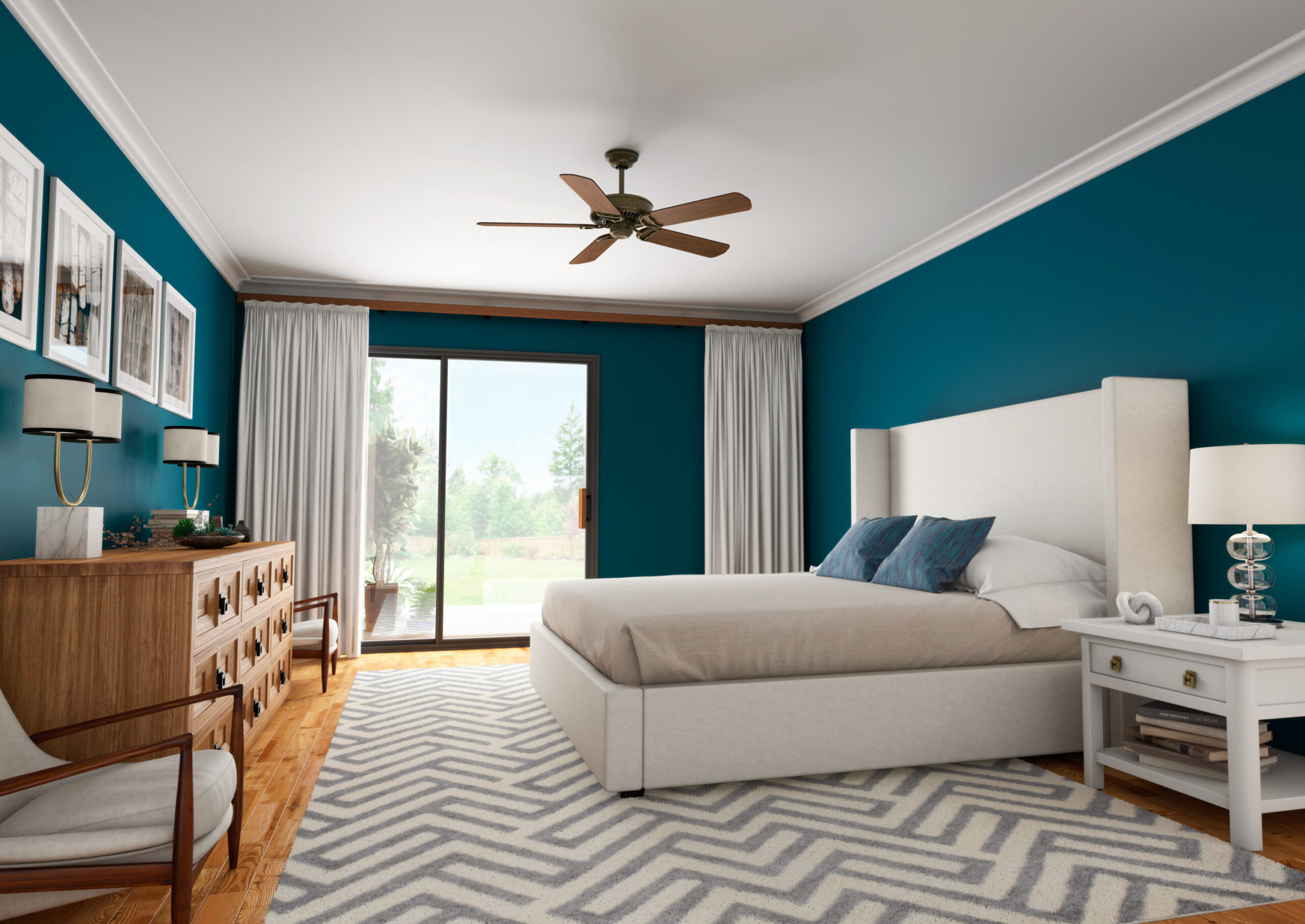 Casablanca Panama 54-in Aged Bronze with Walnut/Burnt Walnut Veneer Blades Ceiling Fan Light Kit Compatible and Wall Control Included 5 -Blade