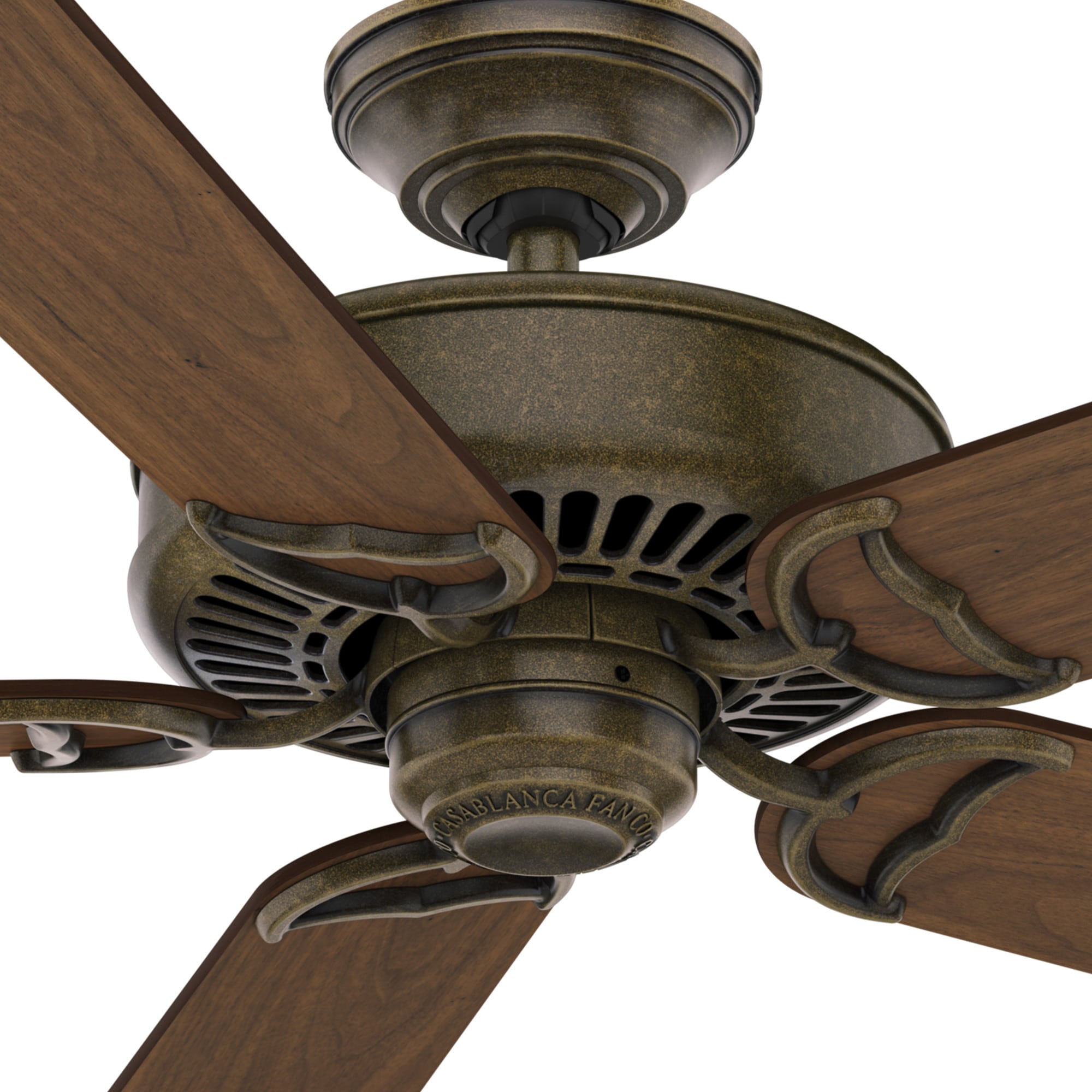 Casablanca Panama 54-in Aged Bronze with Walnut/Burnt Walnut Veneer Blades Ceiling Fan Light Kit Compatible and Wall Control Included 5 -Blade