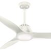 Casablanca Wisp 52-in Fresh White with Fresh White Blades LED Downrod or Flush Mount Ceiling Fan With Light and Remote Control Included 3 -Blade