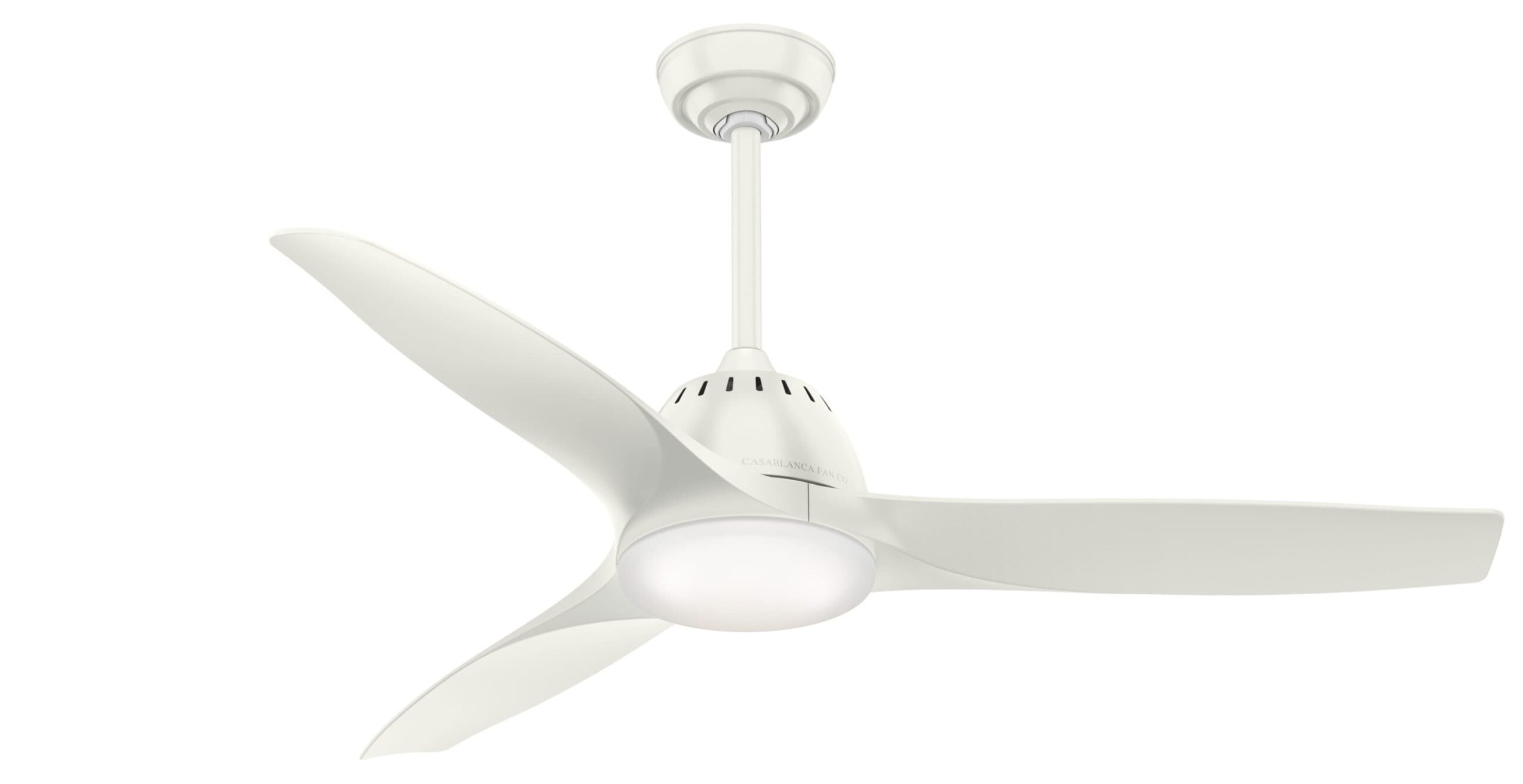 Casablanca Wisp 52-in Fresh White with Fresh White Blades LED Downrod or Flush Mount Ceiling Fan With Light and Remote Control Included 3 -Blade