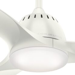 Casablanca Wisp 52-in Fresh White with Fresh White Blades LED Downrod or Flush Mount Ceiling Fan With Light and Remote Control Included 3 -Blade