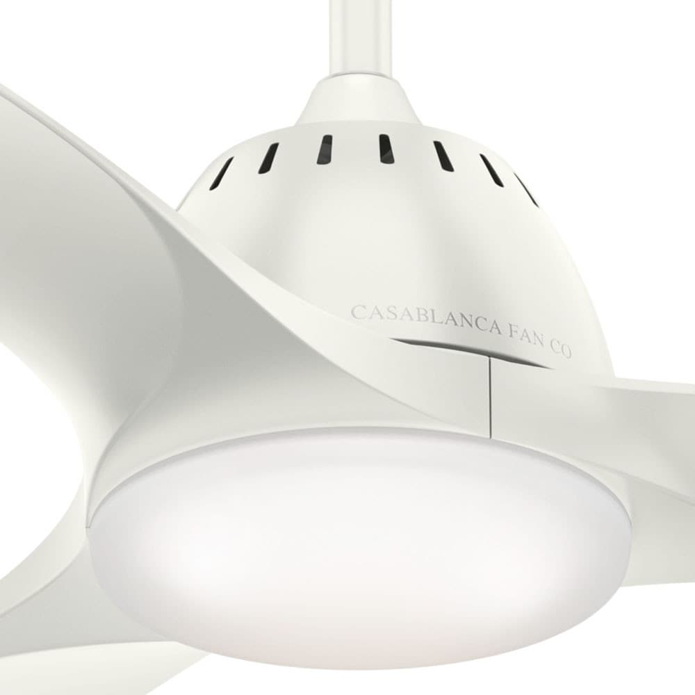 Casablanca Wisp 52-in Fresh White with Fresh White Blades LED Downrod or Flush Mount Ceiling Fan With Light and Remote Control Included 3 -Blade