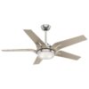 Casablanca Correne 56-in Brushed Nickel with Champagne Blades LED Ceiling Fan With Light and Remote Control Included 5 -Blade