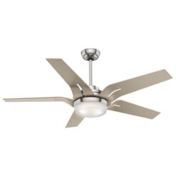 Casablanca Correne 56-in Brushed Nickel with Champagne Blades LED Ceiling Fan With Light and Remote Control Included 5 -Blade