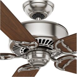 Casablanca Panama 54-in Brushed Nickel with Walnut/Burnt Walnut Blades Downrod or Flush Mount Ceiling Fan Light Kit Compatible and Remote Control Included 5 -Blade