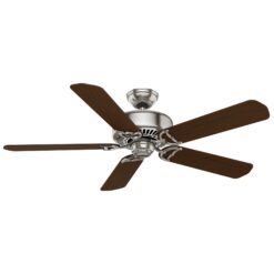 Casablanca Panama 54-in Brushed Nickel with Walnut/Burnt Walnut Blades Downrod or Flush Mount Ceiling Fan Light Kit Compatible and Remote Control Included 5 -Blade