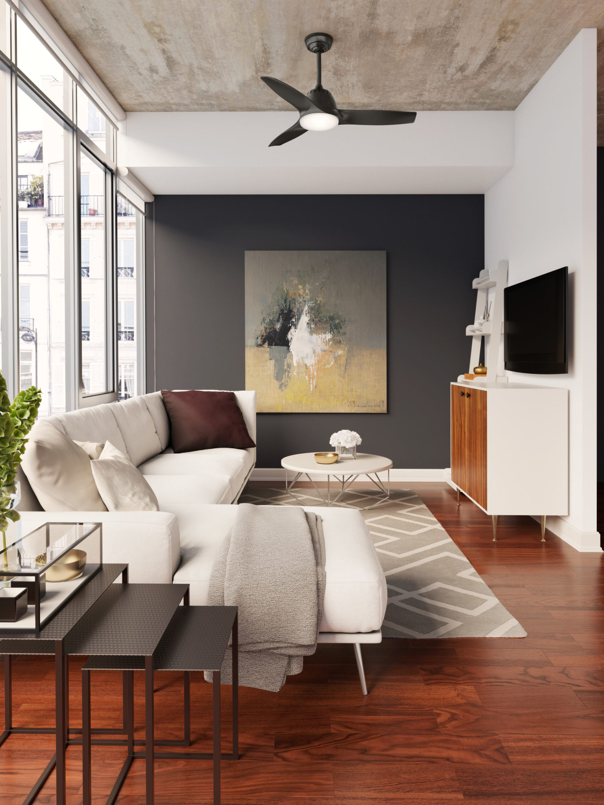 Casablanca Wisp 44-in Noble Bronze with Noble Bronze Blades LED Ceiling Fan With Light and Remote Control Included 3 -Blade
