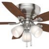 Casablanca Durant 44-in Brushed Nickel with Walnut/Burnt Walnut Blades Flush Mount Ceiling Fan With Light and Pull Chain Included 5 -Blade
