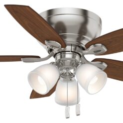 Casablanca Durant 44-in Brushed Nickel with Walnut/Burnt Walnut Blades Flush Mount Ceiling Fan With Light and Pull Chain Included 5 -Blade