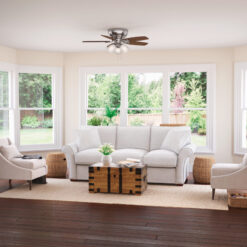 Casablanca Durant 44-in Brushed Nickel with Walnut/Burnt Walnut Blades Flush Mount Ceiling Fan With Light and Pull Chain Included 5 -Blade
