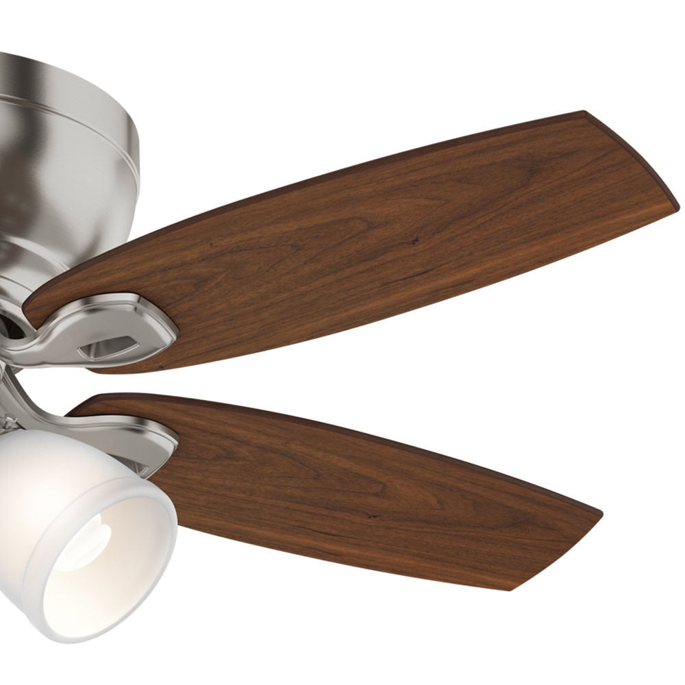 Casablanca Durant 44-in Brushed Nickel with Walnut/Burnt Walnut Blades Flush Mount Ceiling Fan With Light and Pull Chain Included 5 -Blade